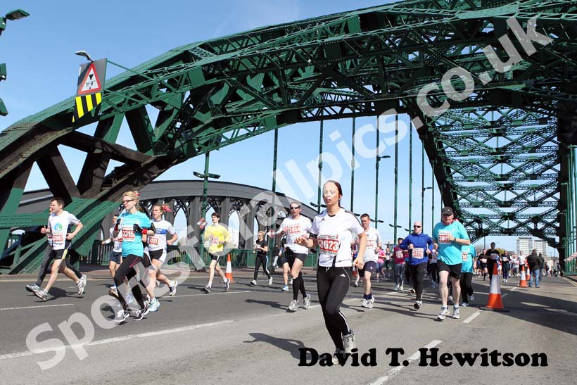 Runners going across Wearmouth Bridge during the Sunderland City 10k Road Race.